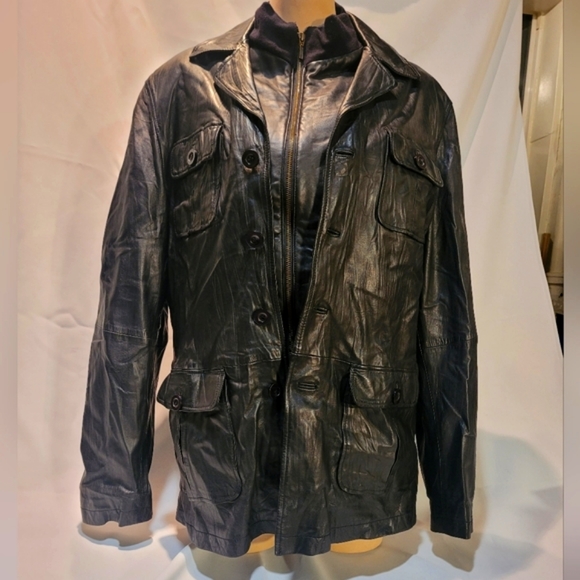 Men's Black Di Capra Int Distressed Soft Leather Jacket - Picture 2 of 12